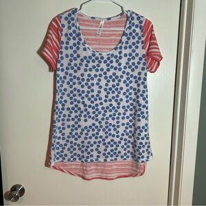 Lularoe red blue‎ white top Small